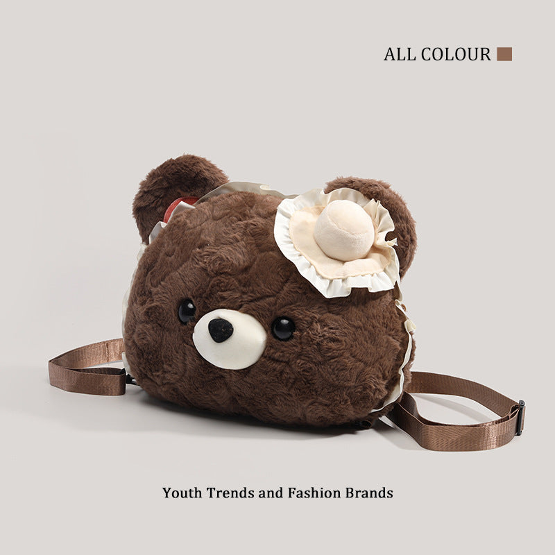 Brown Bear Face Backpack Giant Head Plush Doll Bag for Girls LOLITA Fashion