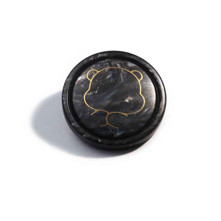 White bear resin shank button with stitched-style cartoon outline on face