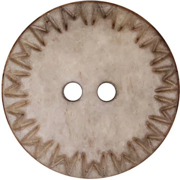 Light khaki natural bone round 2-hole domed button with stitched edge