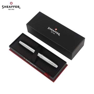 Sheaffer 100 Fountain Pen – Fine Nib (F, ~0.5mm), White Clip, All-Steel / Black Lacquer / Blue Lacquer All Steel
