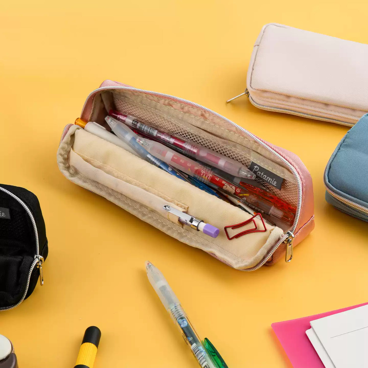 Raymay Patamie Magnetic Triangular Pencil Case – Snap-Open Magnetic Closure | W200 × H70 × D50mm | Polyester 60g | Made in Japan