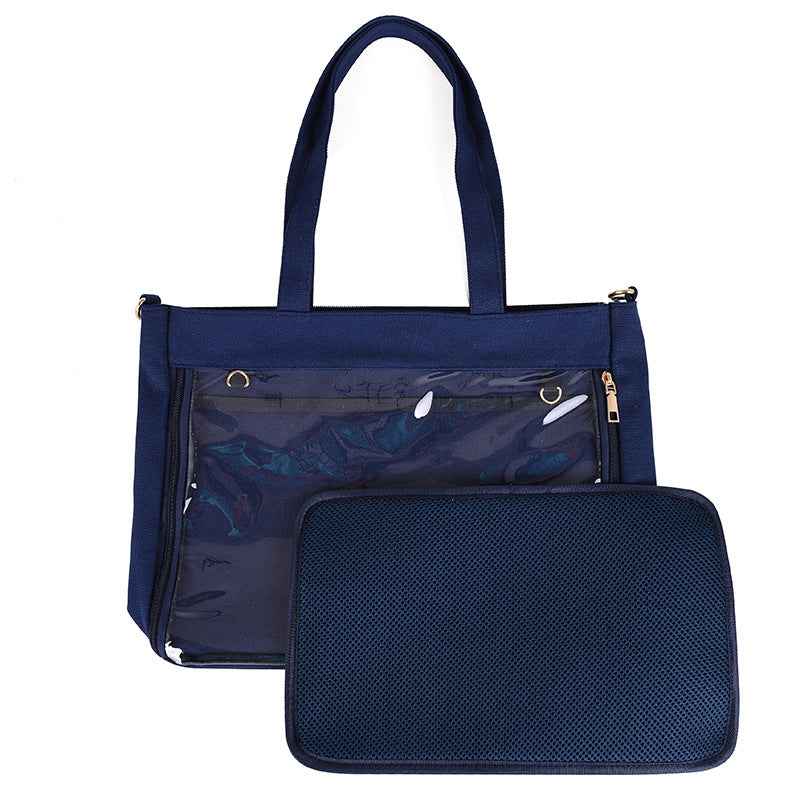Canvas Ita Bag PVC Window Tote Navy