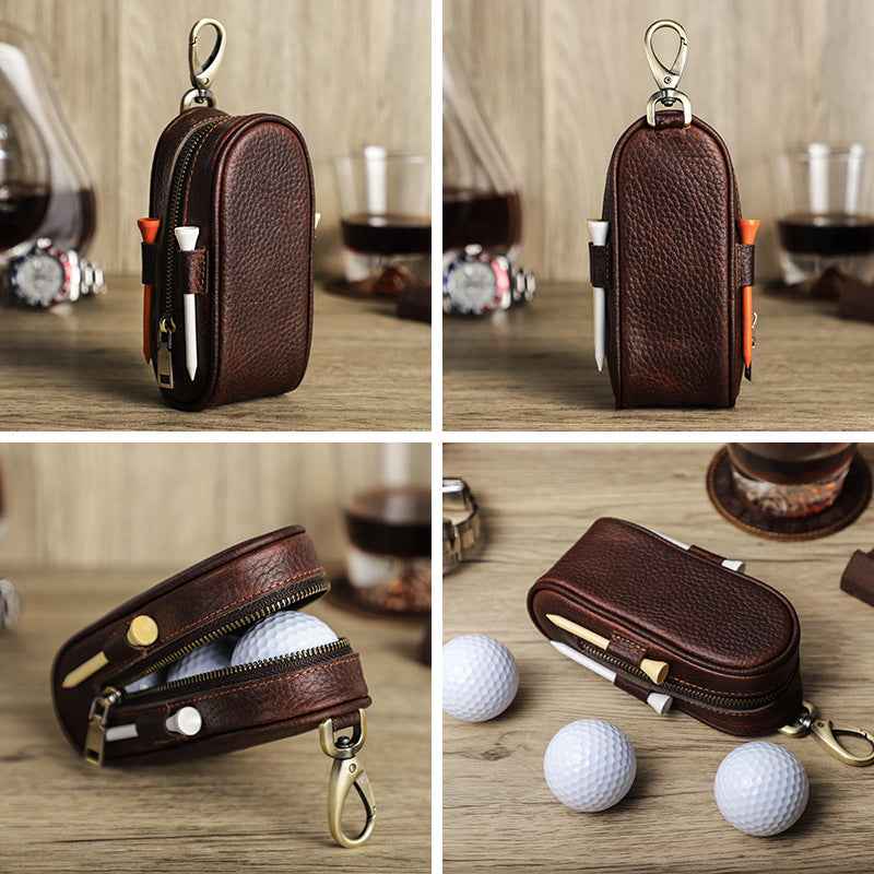 Contacts Family Golf Ball Holder – Leather Ball Protectors Pouch