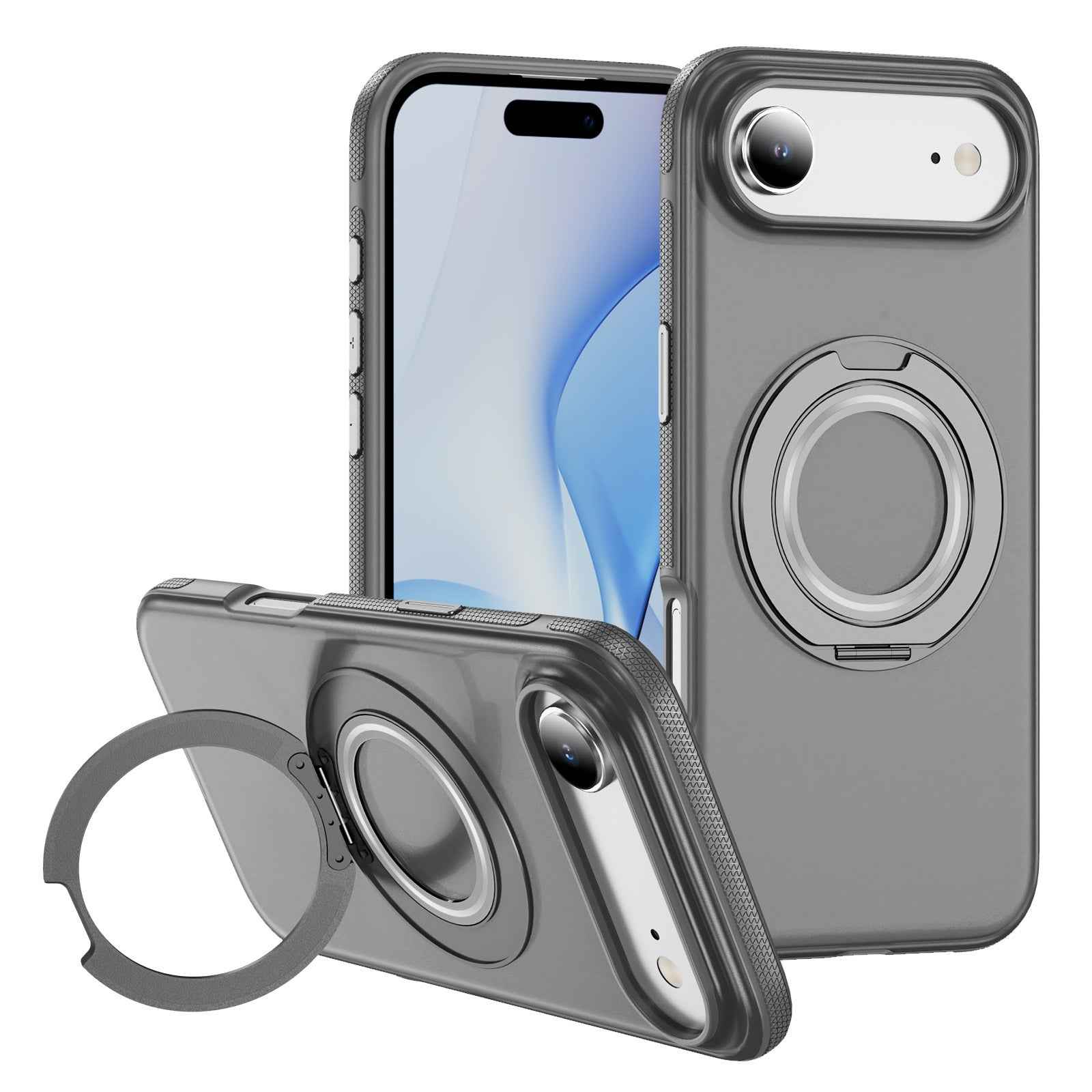 iPhone 17 Rotating Stand Phone Case Grey