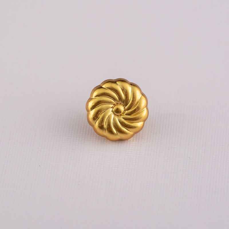 Gold Chinese-style shirt button with lotus flower petal design
