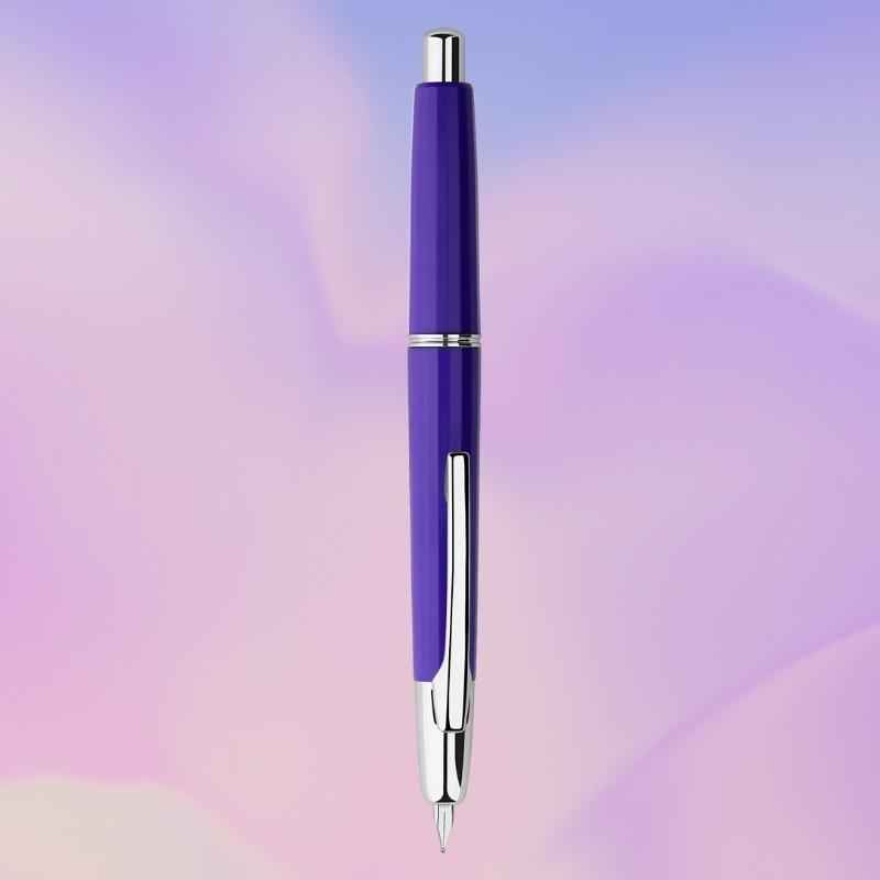 Majohn A2 Press Retractable Fountain Pen Extra Fine Nib with Box Purple--Silver Clip