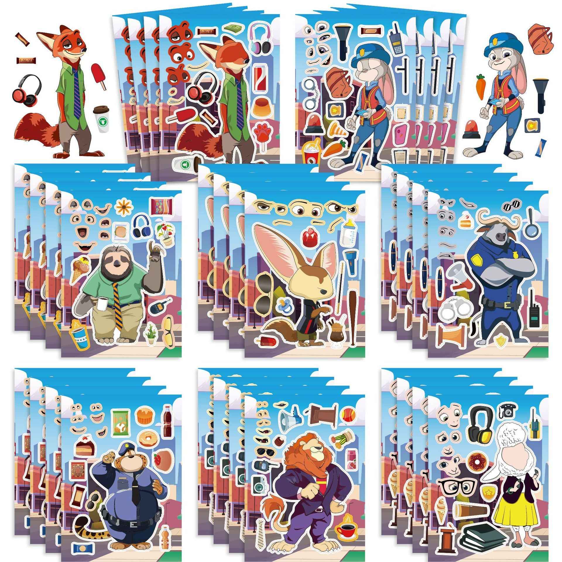 Make a Face Zootopia Stickers for Kids 24 Sheets