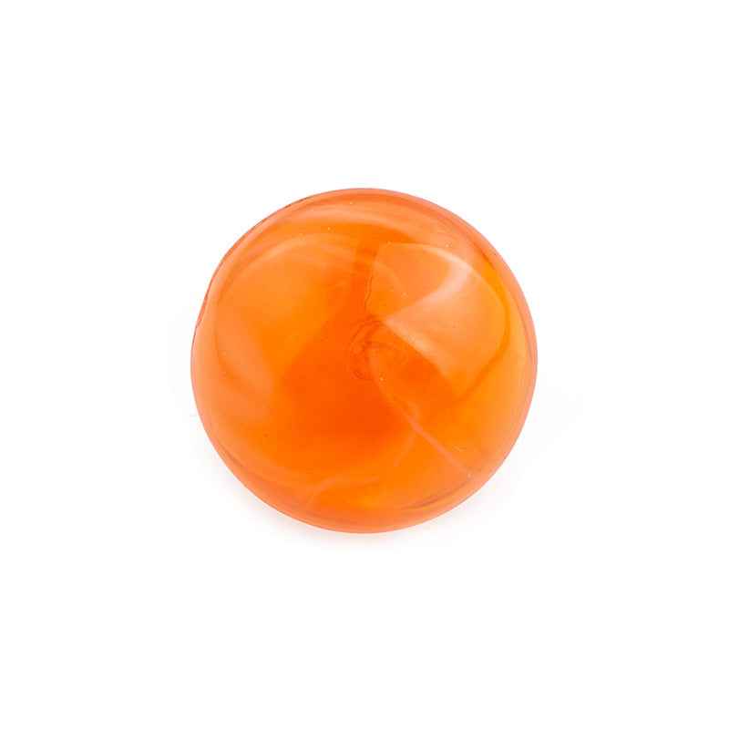 Orange acrylic mushroom button with shank, glossy round translucent cap