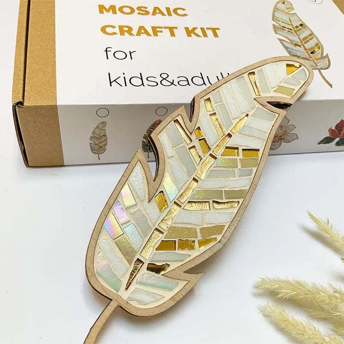 DIY Mosaic Wood Craft Kits for Kids & Adults Leaf B