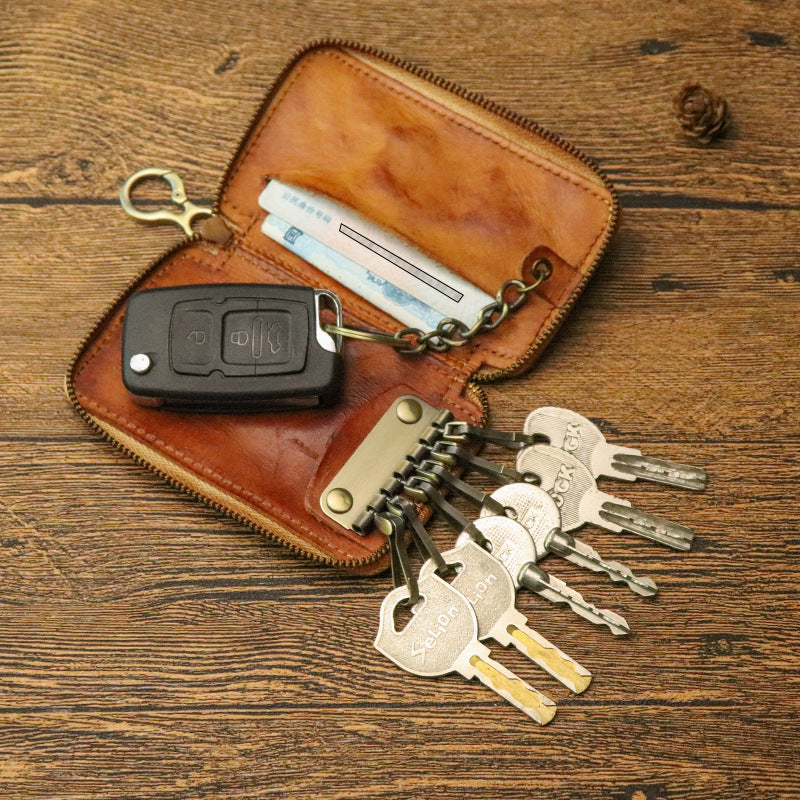Genuine Vegetable Tanned Leather Key Pouch for Men