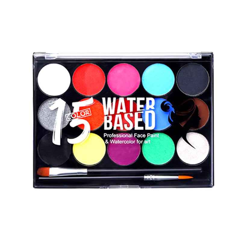 15 Color Face Painting Kit for Kids Makeup with 2 Brushes A