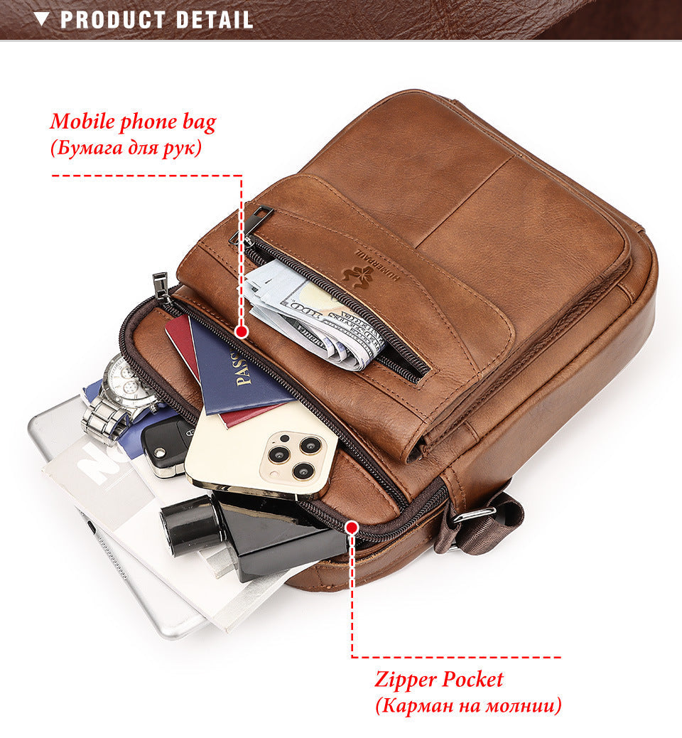 Genuine Leather Men's Crossbody Shoulder Bag
