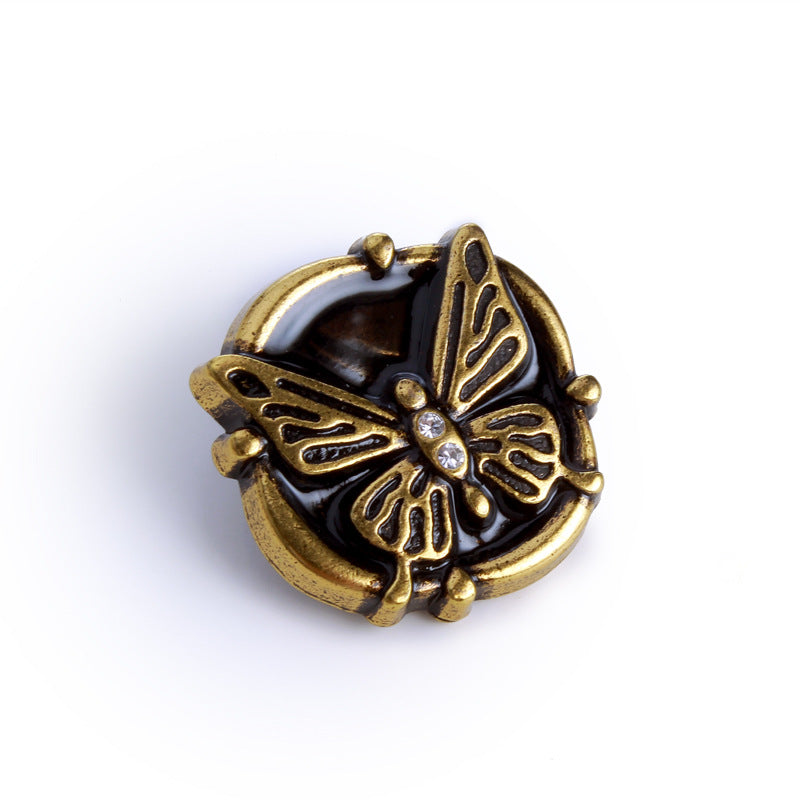 Vintage Rhinestone Butterfly Metal Sew-On Buttons, 20-Pack