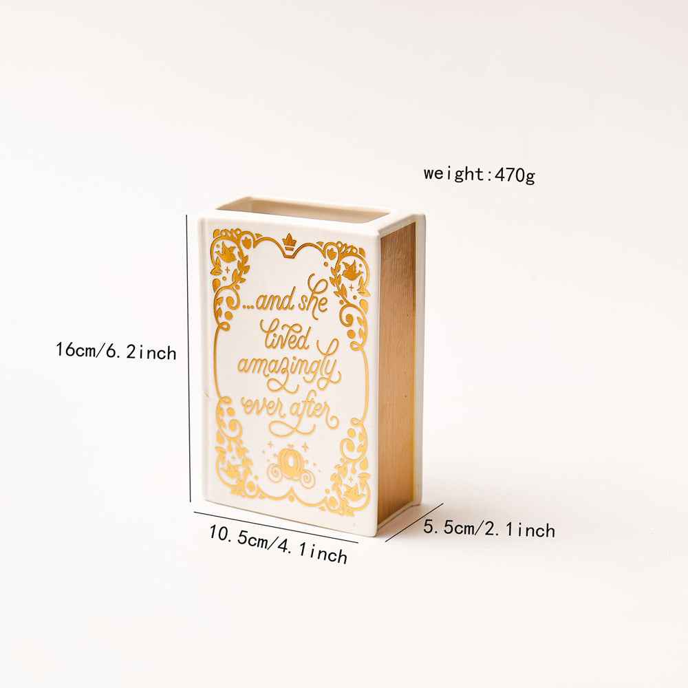 Ceramic Book-Shaped Decorative Planter for Home Decor Book Lovers C