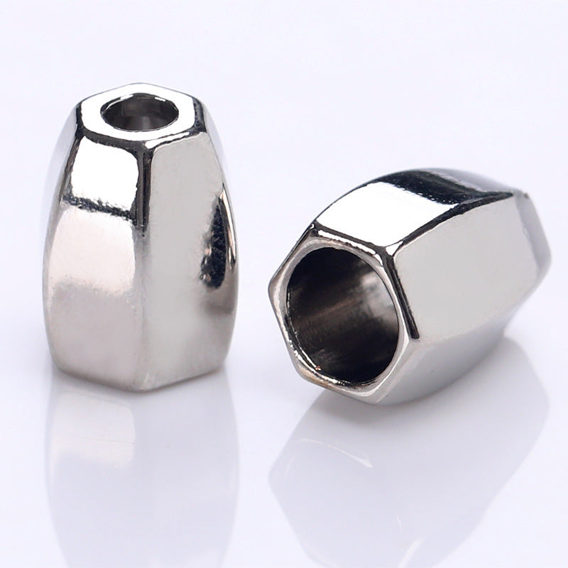 Gold diamond-shaped metal cord lock stopper with round cord hole, 12.5x10mm