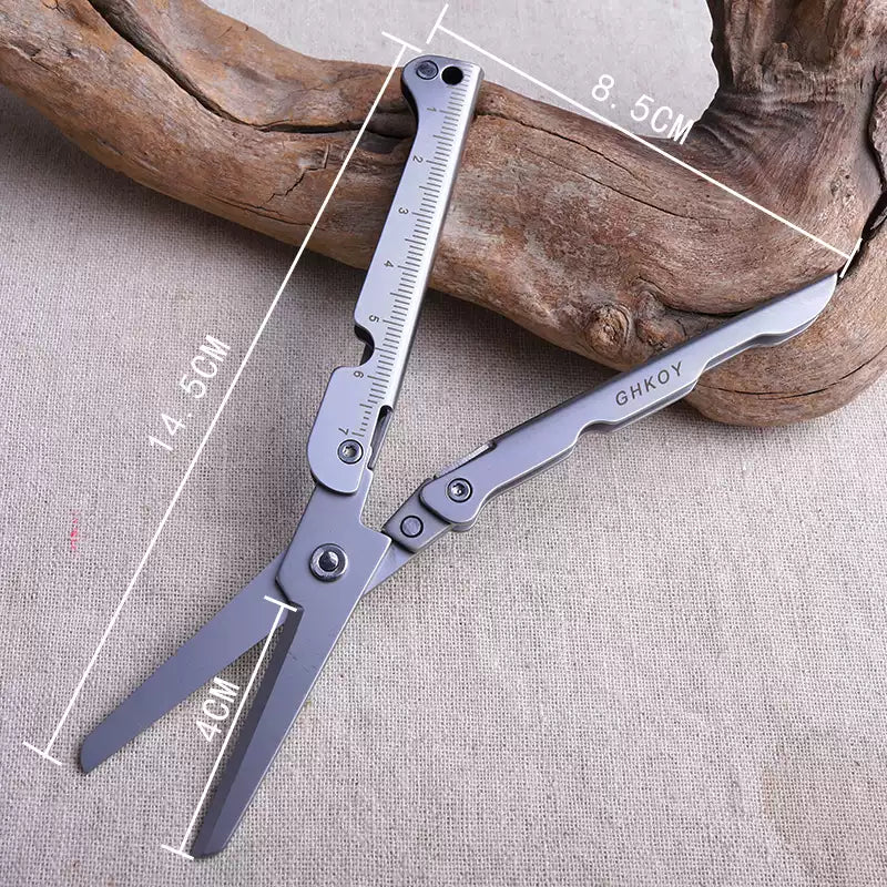 Compact 2-in-1 Foldable Scissors with Measuring Ruler