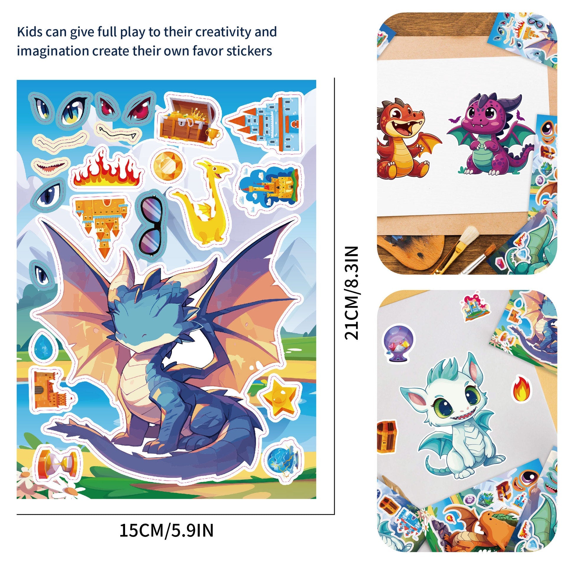 Make a Face Cartoon Charizard DIY Stickers for Kids 24 Sheets