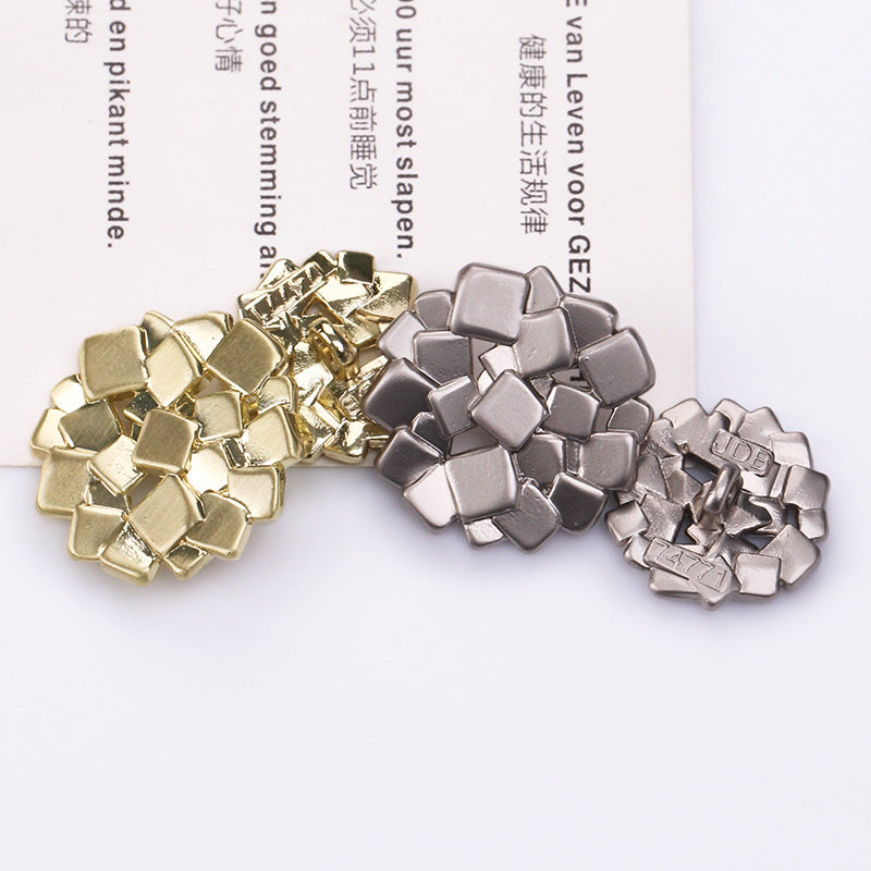 Buttons assortment: light gold and nickel silver square metal shank set