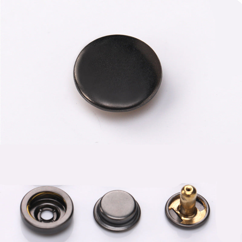 Gunmetal curved snap button dome with matching bases and posts in three finishes