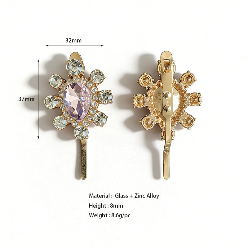 Pink princess shoe buckles: flower rhinestone clips, assorted 11-pack