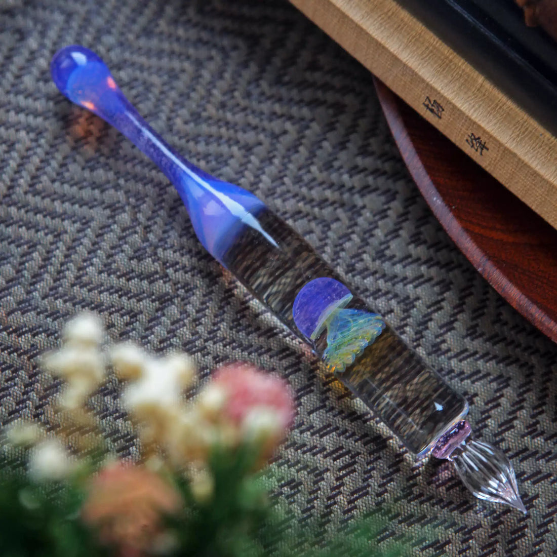 Jellyfish Purple Fireworks Glass Dip Pen – Ink Swatching & Calligraphy Glass Nib Pen