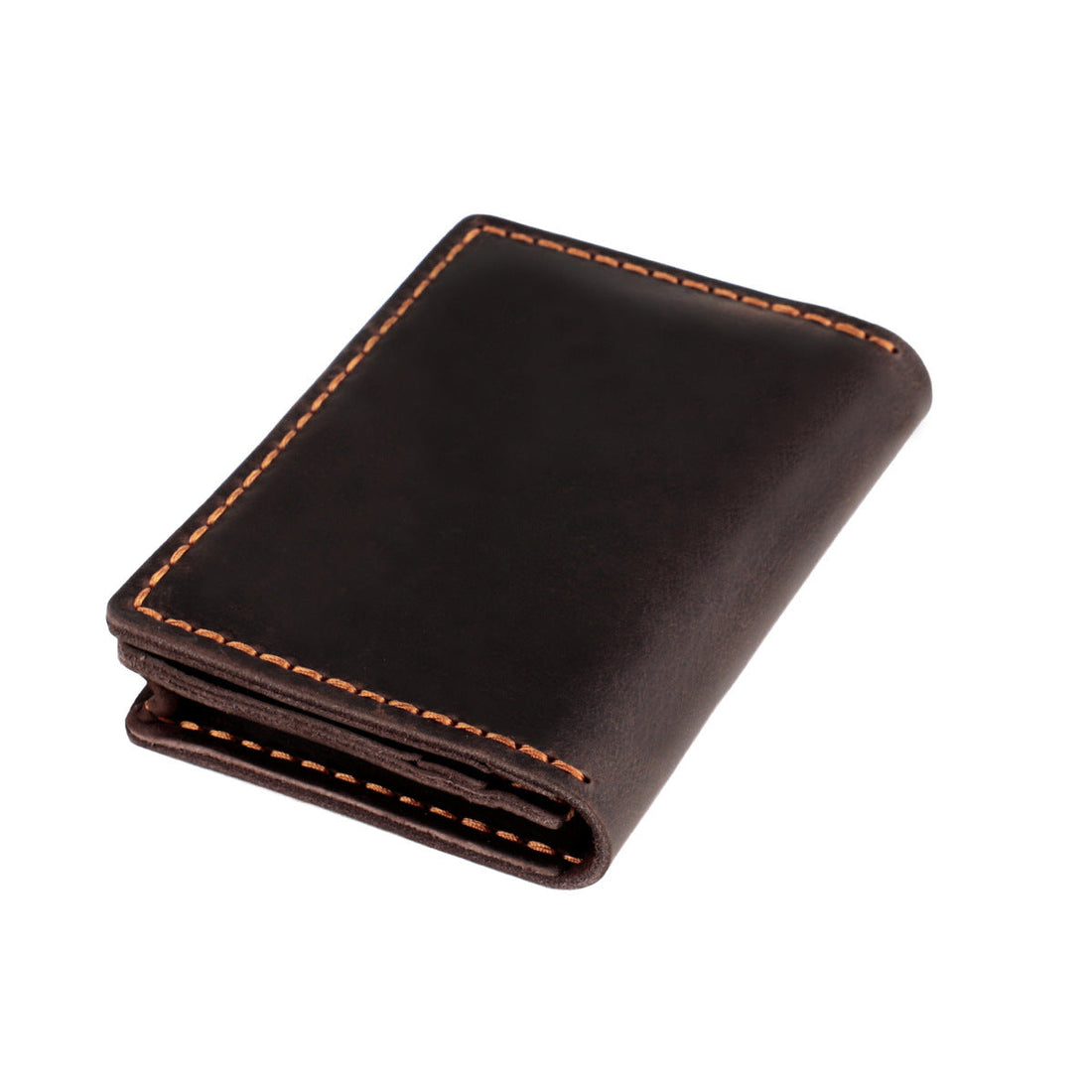 Handmade Crazy Horse Leather Card Holder Slim Wallet Black