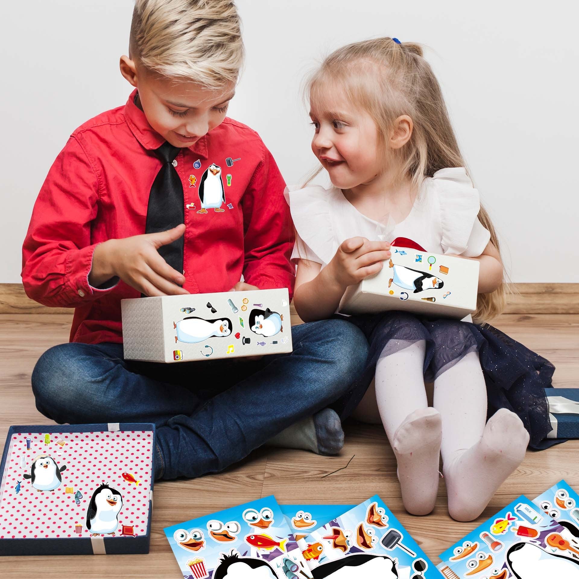 Make a Face Cartoon Penguin DIY Stickers for Kids 24 Sheets