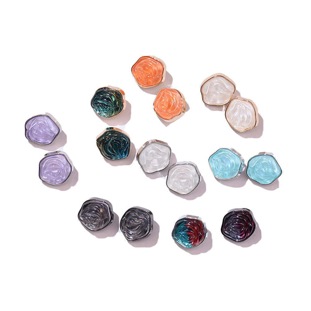 Assorted transparent floral resin metal buttons in multiple colors (20-pack)