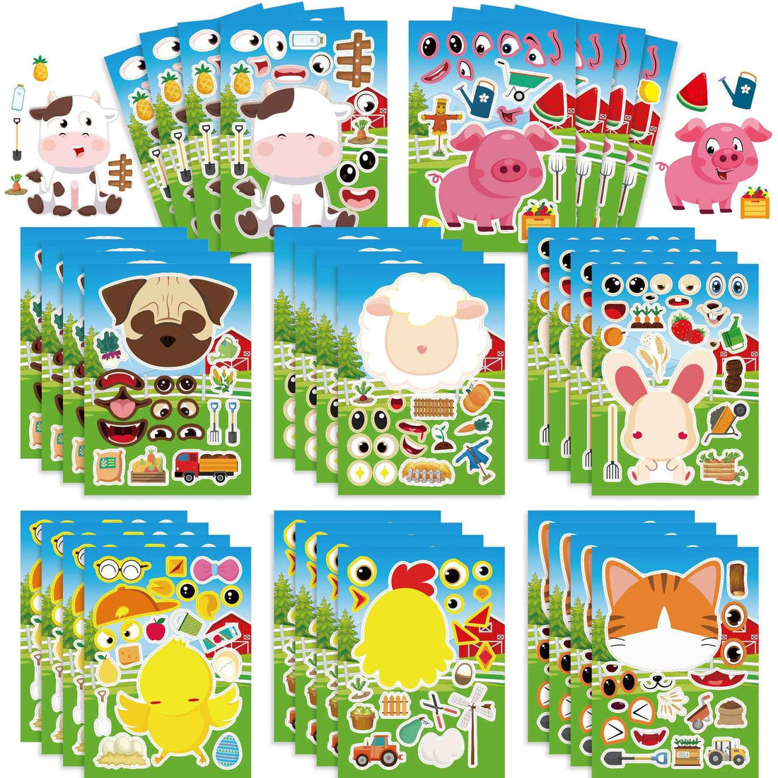 32 Sheets Farm Animals Make Your Own Stickers for Kids