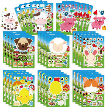 32 Sheets Farm Animals Make Your Own Stickers for Kids