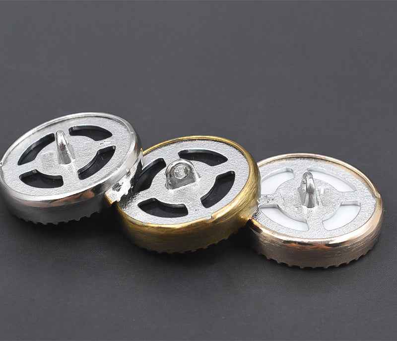 Rückseite von Sternknöpfen 18/23 mm: Metall-Ansatz/Öse in silber, gold und bronze