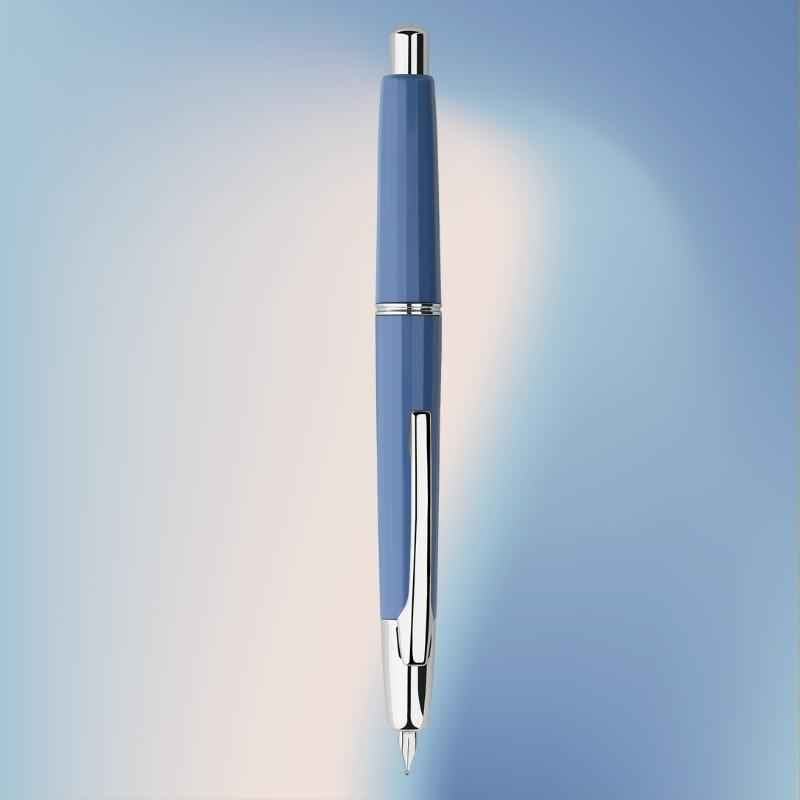 Majohn A2 Press Retractable Fountain Pen Extra Fine Nib with Box Blue--Silver Clip