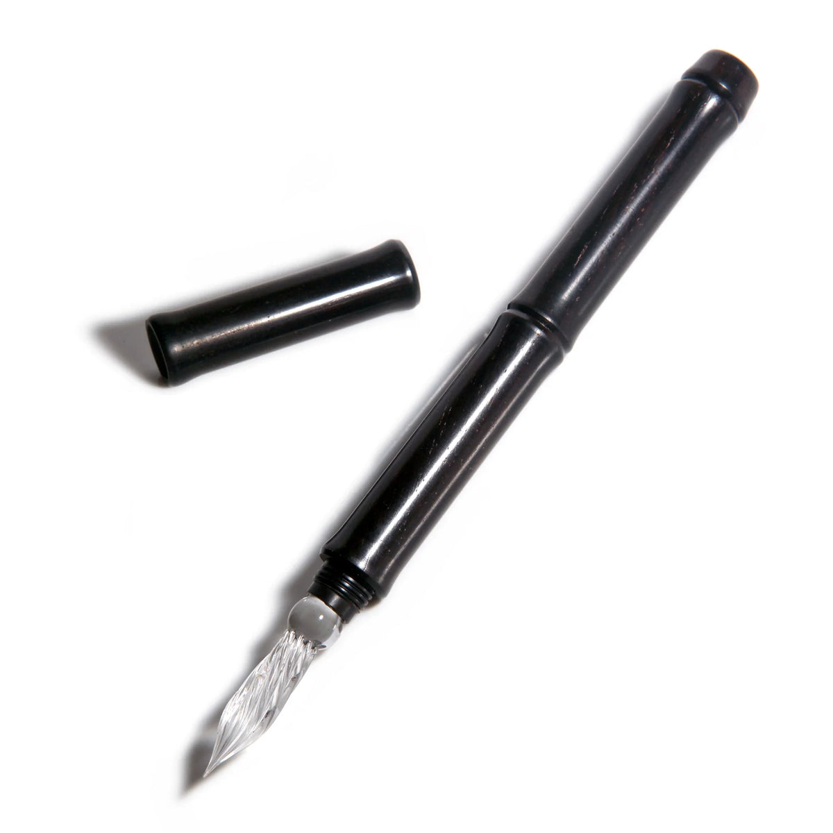 Classic Wooden Dip Pen with Glass Nib – Natural Wood Barrel in Walnut Brown, Cherry Red & Ebony Black Black