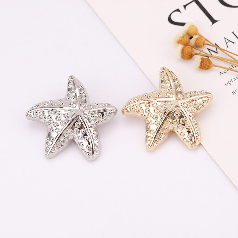 Starfish shank buttons set, light gold and nickel silver, 20 pieces