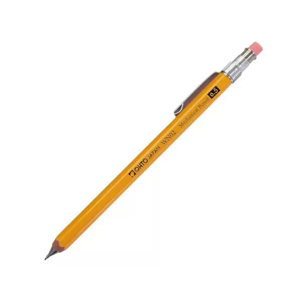 OHTO WN02 Wooden Pencil-Shaped Mechanical Pencil 0.5MM Yellow
