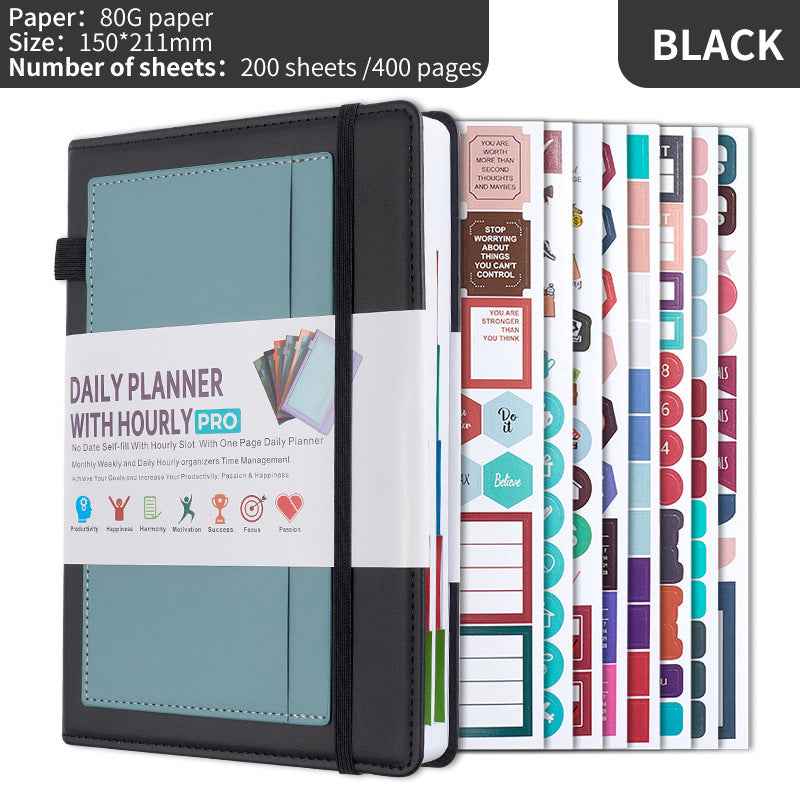 Daily Planner with Hourly PRO Schedule & to-do List – A5 Black