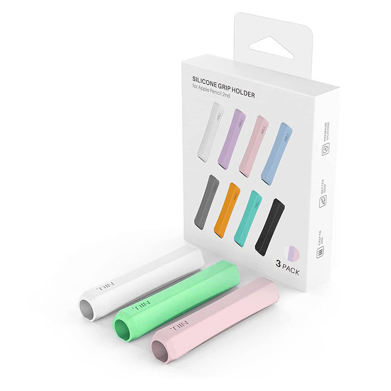 3 Pack Apple Pencil Grips Case Cover Silicone Sleeve Holder White Green Pink