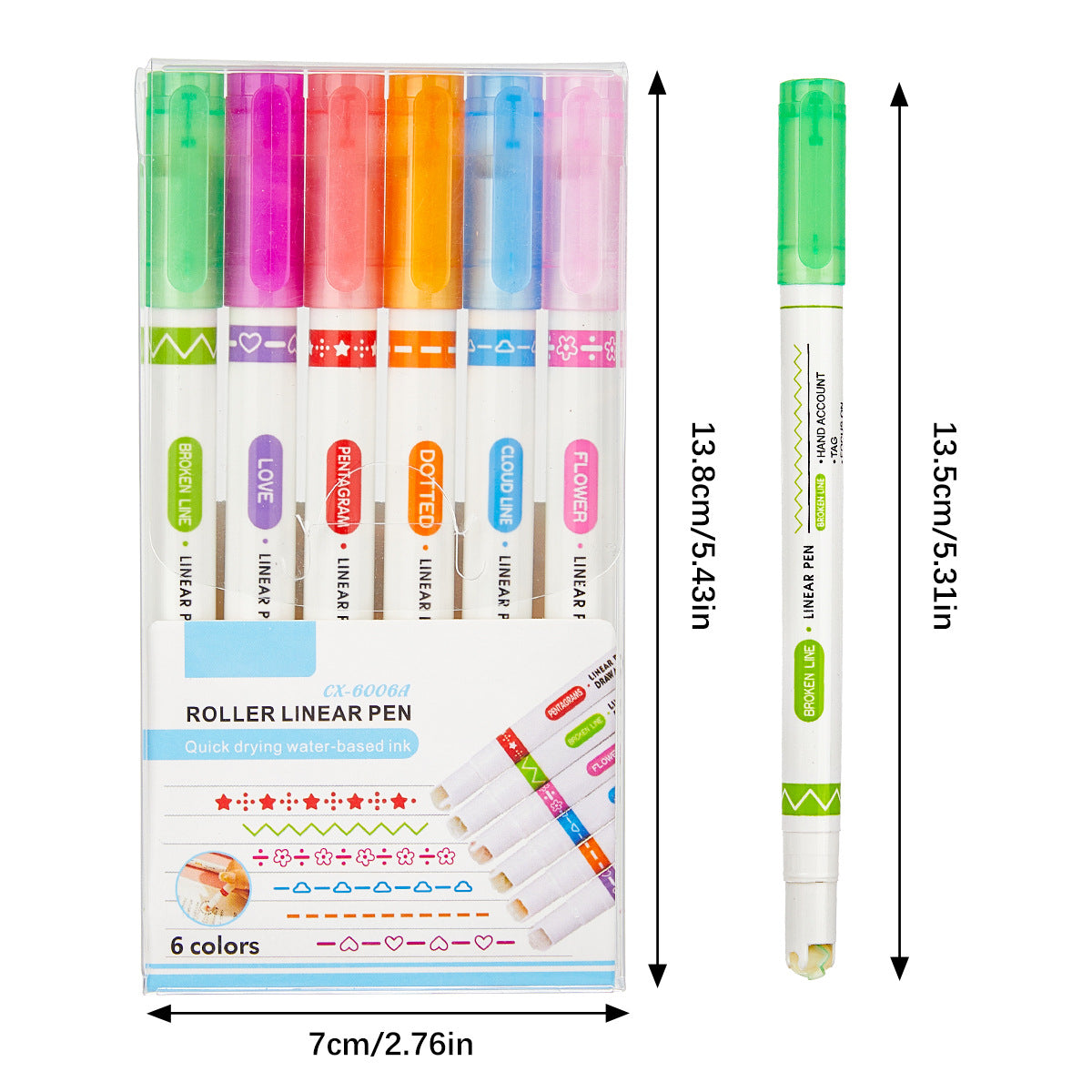 18-Pack Floral Outline Marker Colorful Curve Pens