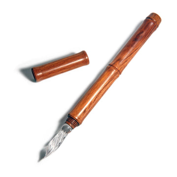 Classic Wooden Dip Pen with Glass Nib – Natural Wood Barrel in Walnut Brown, Cherry Red & Ebony Black Brown