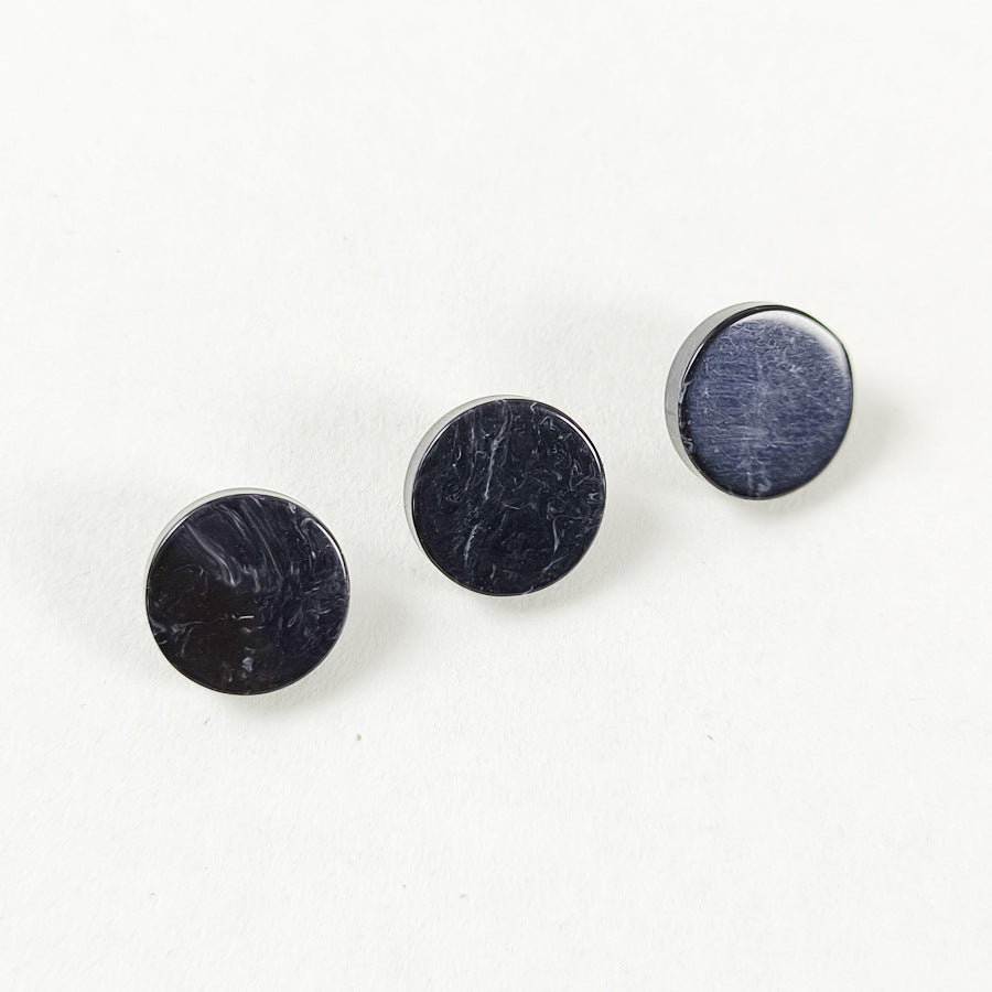 Faux agate resin shank buttons, dark blue round