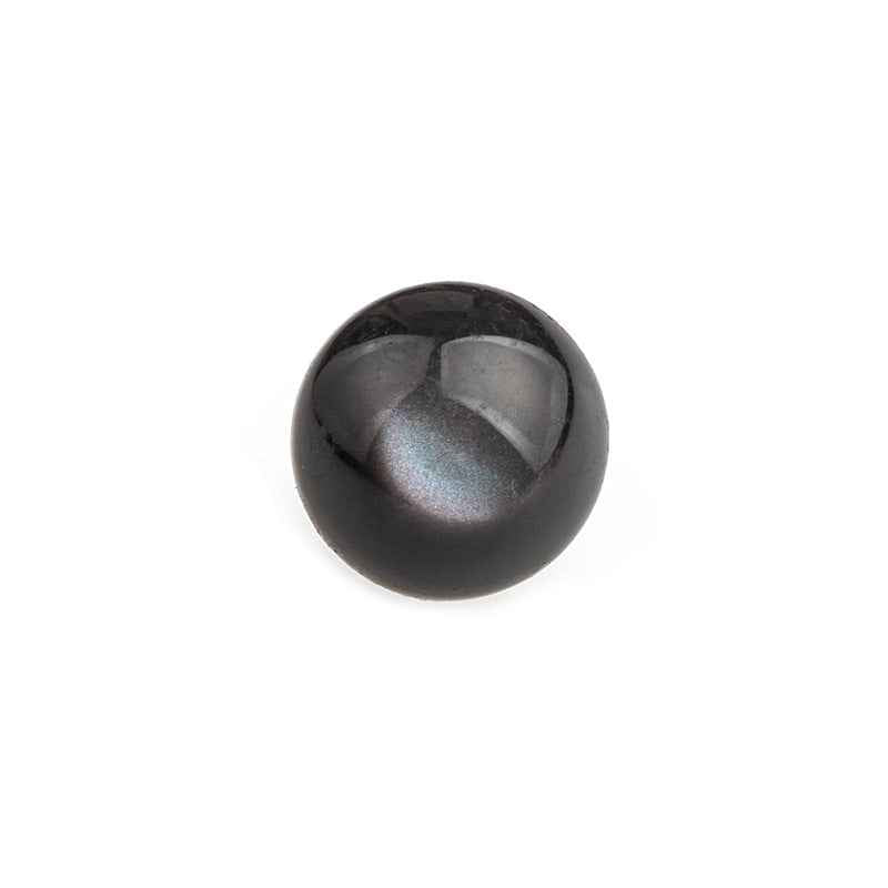 11.5mm iridescent ripple mushroom resin button, black with subtle iridescent reflections
