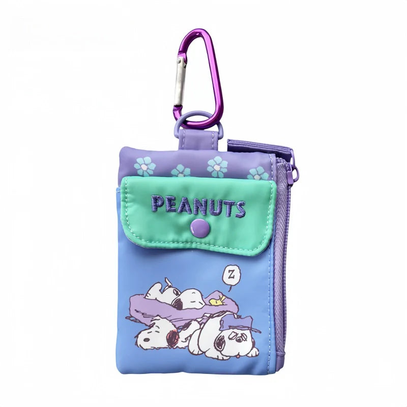 Snoopy Cute Dog Cartoon Color-Block Coin Purse Blue