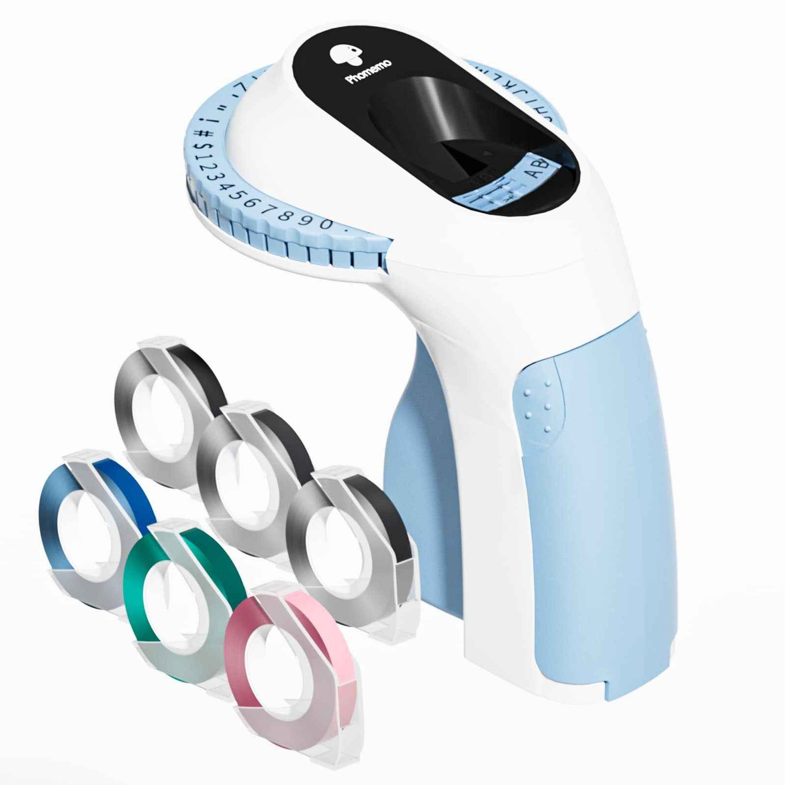 Phomemo E975 Embossing Label Maker Machine with 6 Tapes Blue