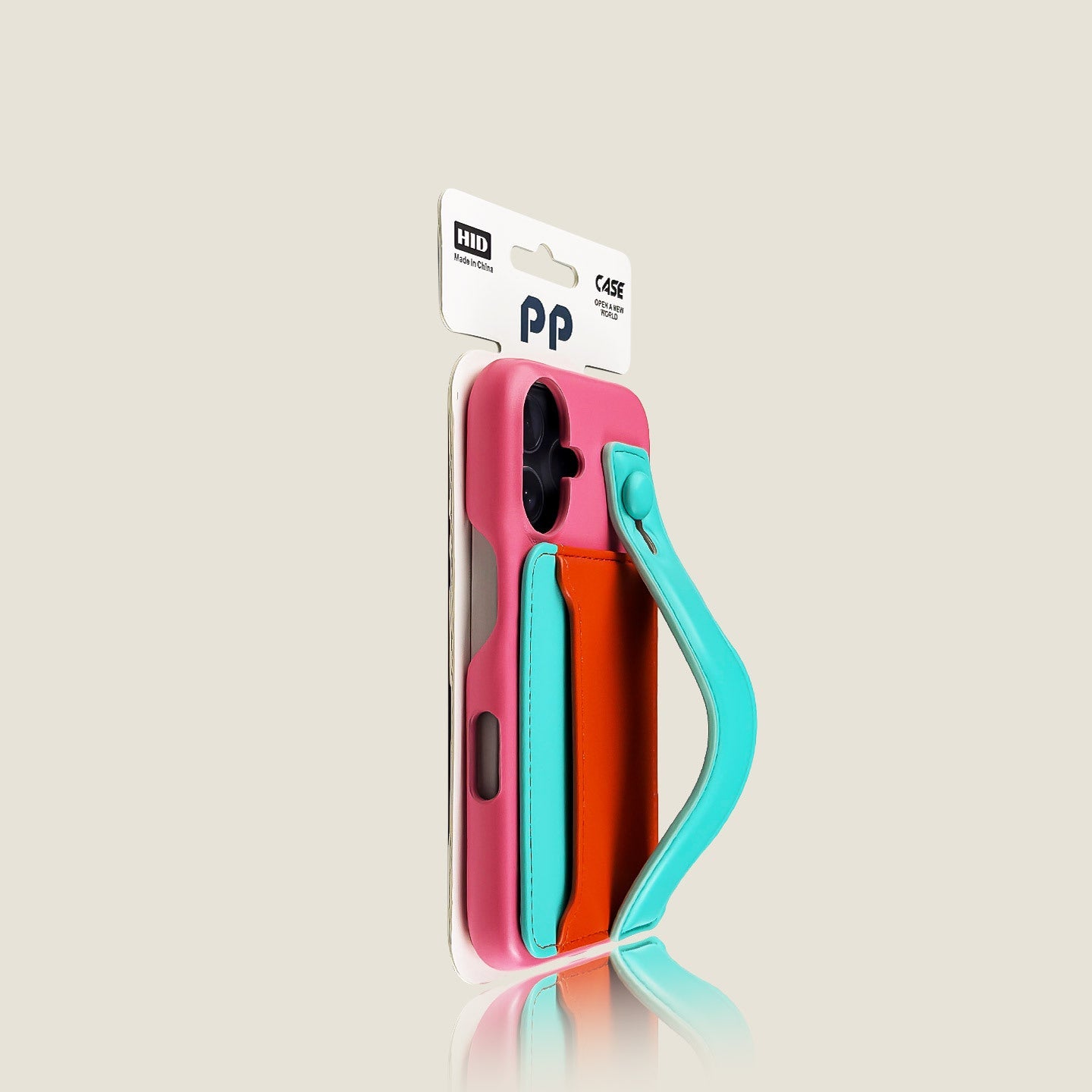 iPhone Case with Color-Block Card Wallet & Wrist Strap