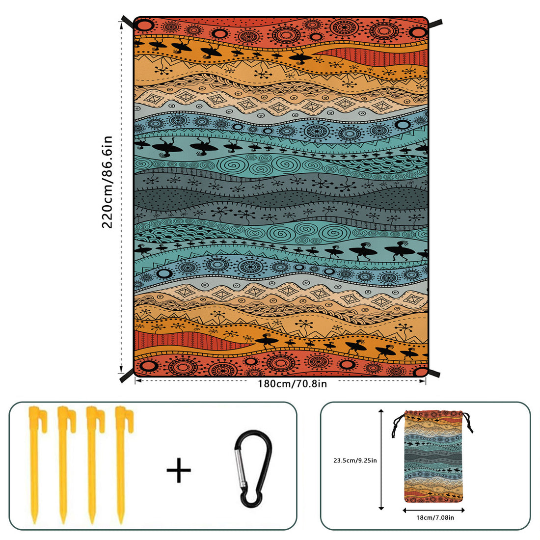 Bohemian Beach Mat & Outdoor Picnic Blanket – Waterproof 220 x 180cm