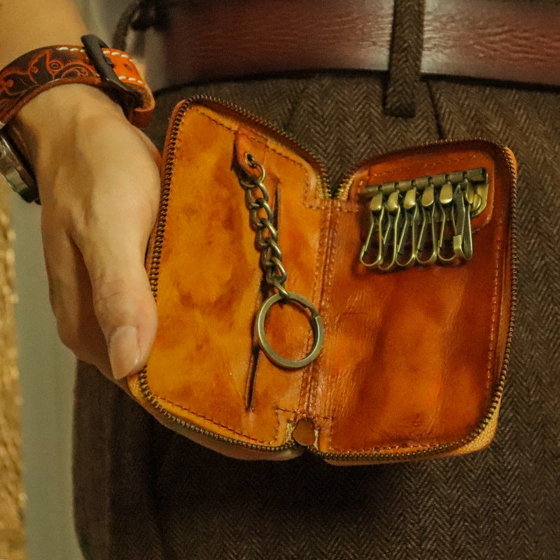 Genuine Vegetable Tanned Leather Key Pouch for Men