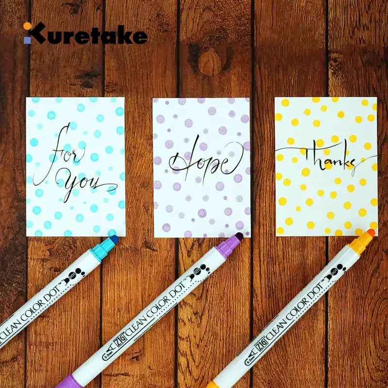 Kuretake ZIG Clean Color Dot TC-6100 – 2-Pack | Dual-Tip Dot & Brush Watercolour Marker | Journal / Illustration / Hand-Lettering | Japan Kuretake