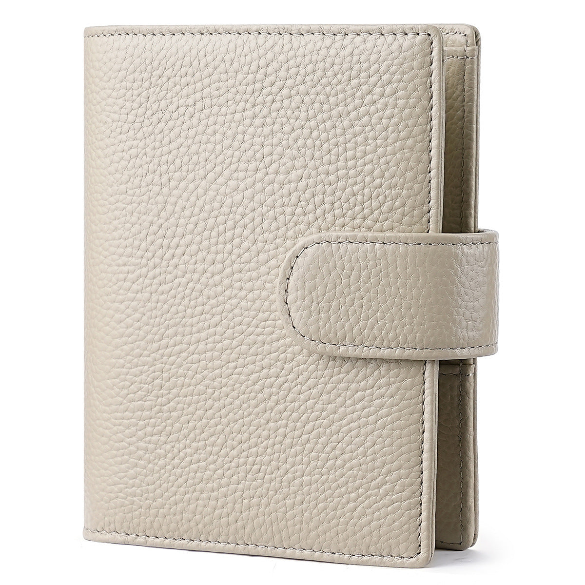 A7 Leather Pocket Notebook Wallet 6-Ring Binder Card,Cash & Coin Slots Beige