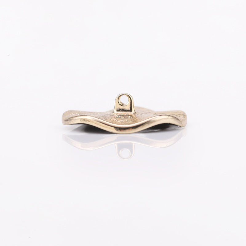 Gold-tone metal shank button back with round loop and hinge