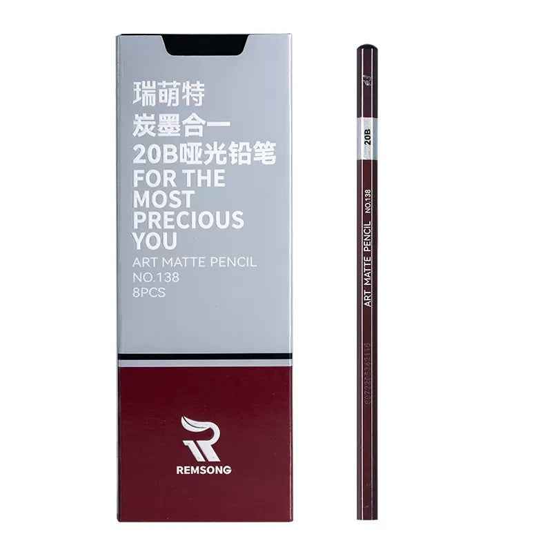 REMSONG ART Matte Pencil Set HB-20B Sketching and Drawing 8 Pack 20B